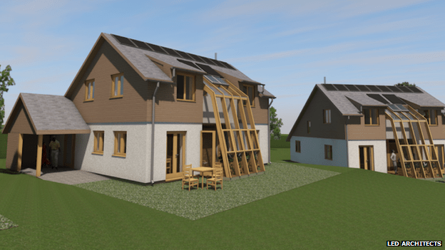 3D perspective of the homes.